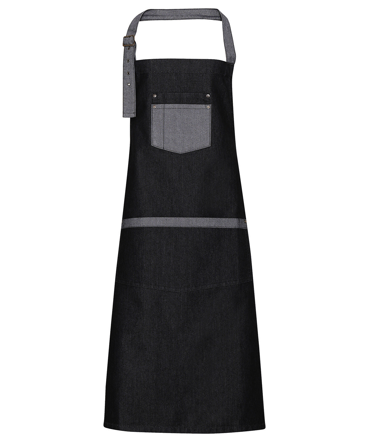 Premier Domain contrast denim bib apron, Colour: Black Denim