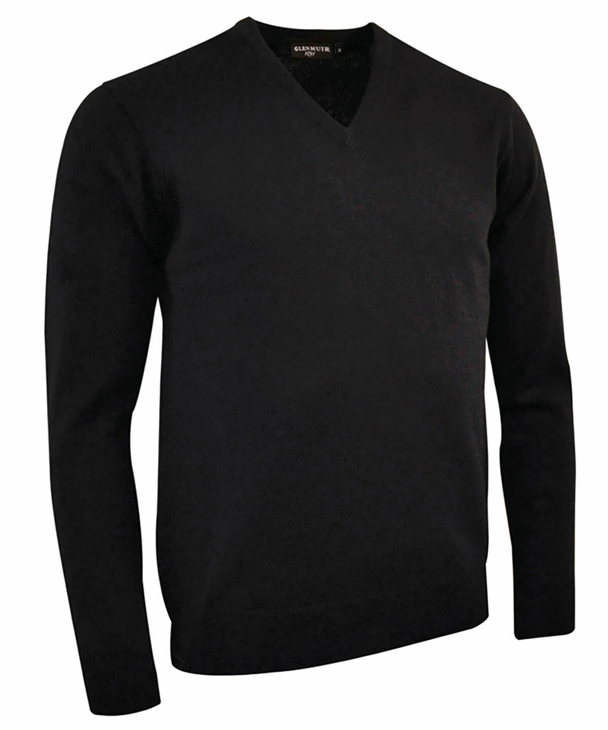 Glenmuir Lomond lambswool v-neck sweater, Colour: Black