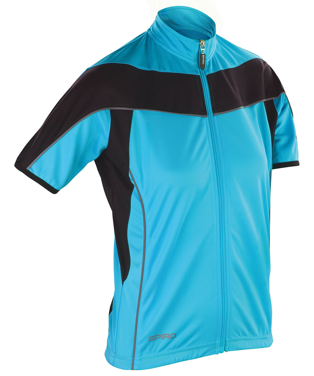 Women's Spiro bikewear full-zip top, colour: Aqua/ Black