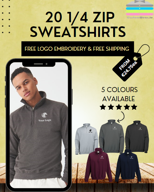 20 EQUESTRIAN 1/4 ZIP SWEATSHIRTS  (€24.75 each)