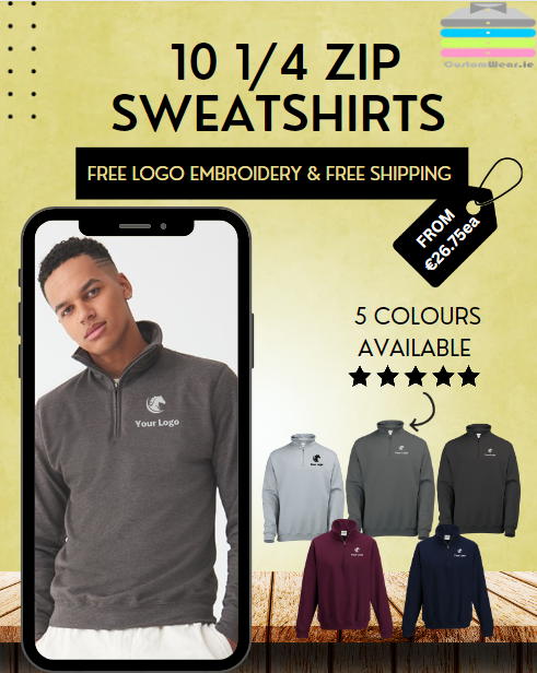 10 EQUESTRIAN 1/4 ZIP SWEATSHIRTS  (€26.75 each)