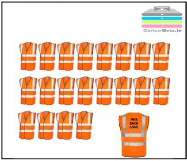 20 Hi Vis Vests with Print on Back