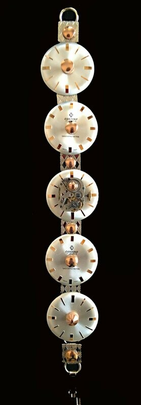 Silver and Rose Gold with Watch Movement Bracelet