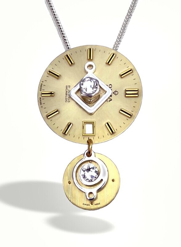 Gold and Silver Spiral Drop Pendant