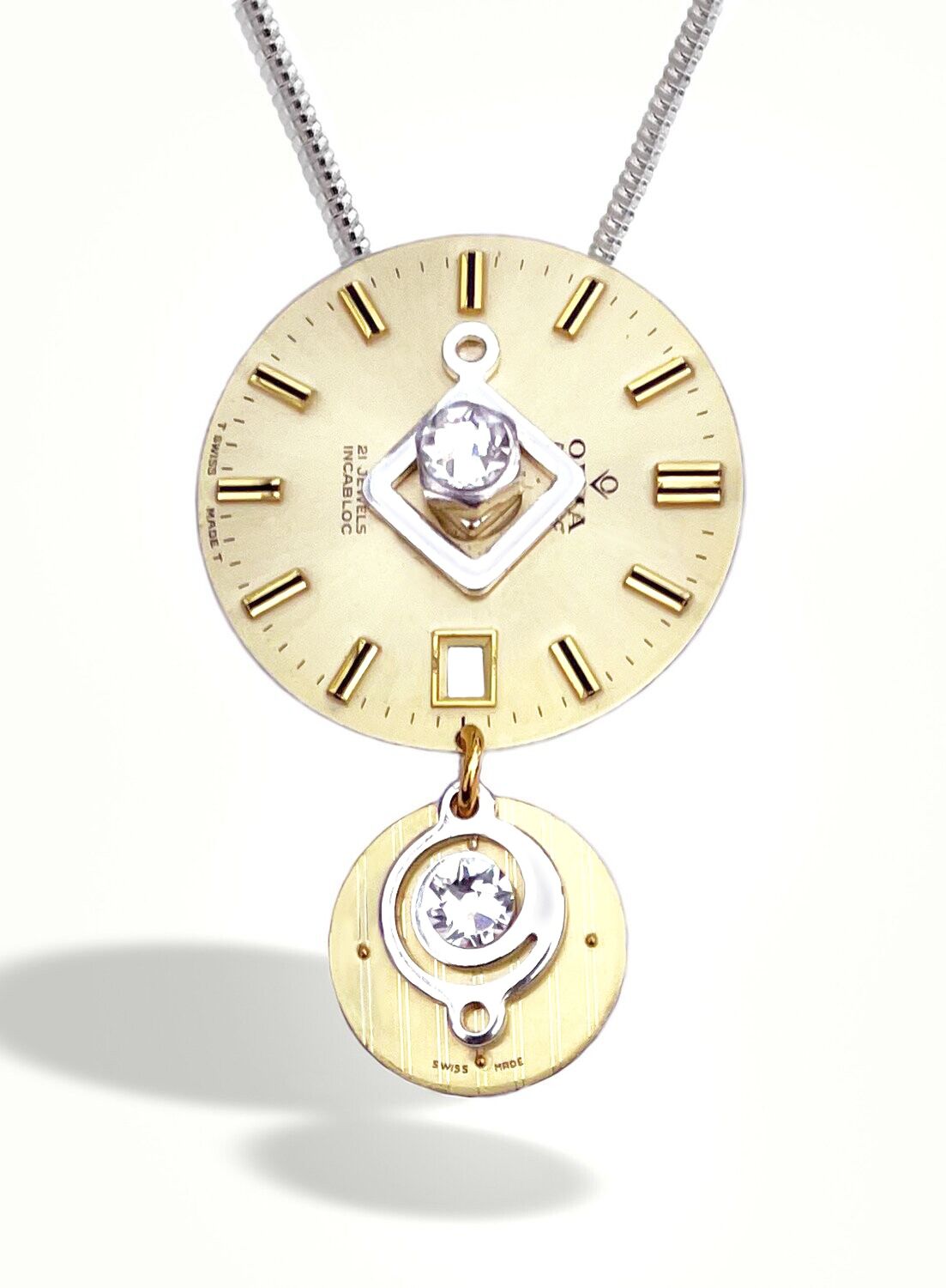 Gold and Silver Spiral Drop Pendant