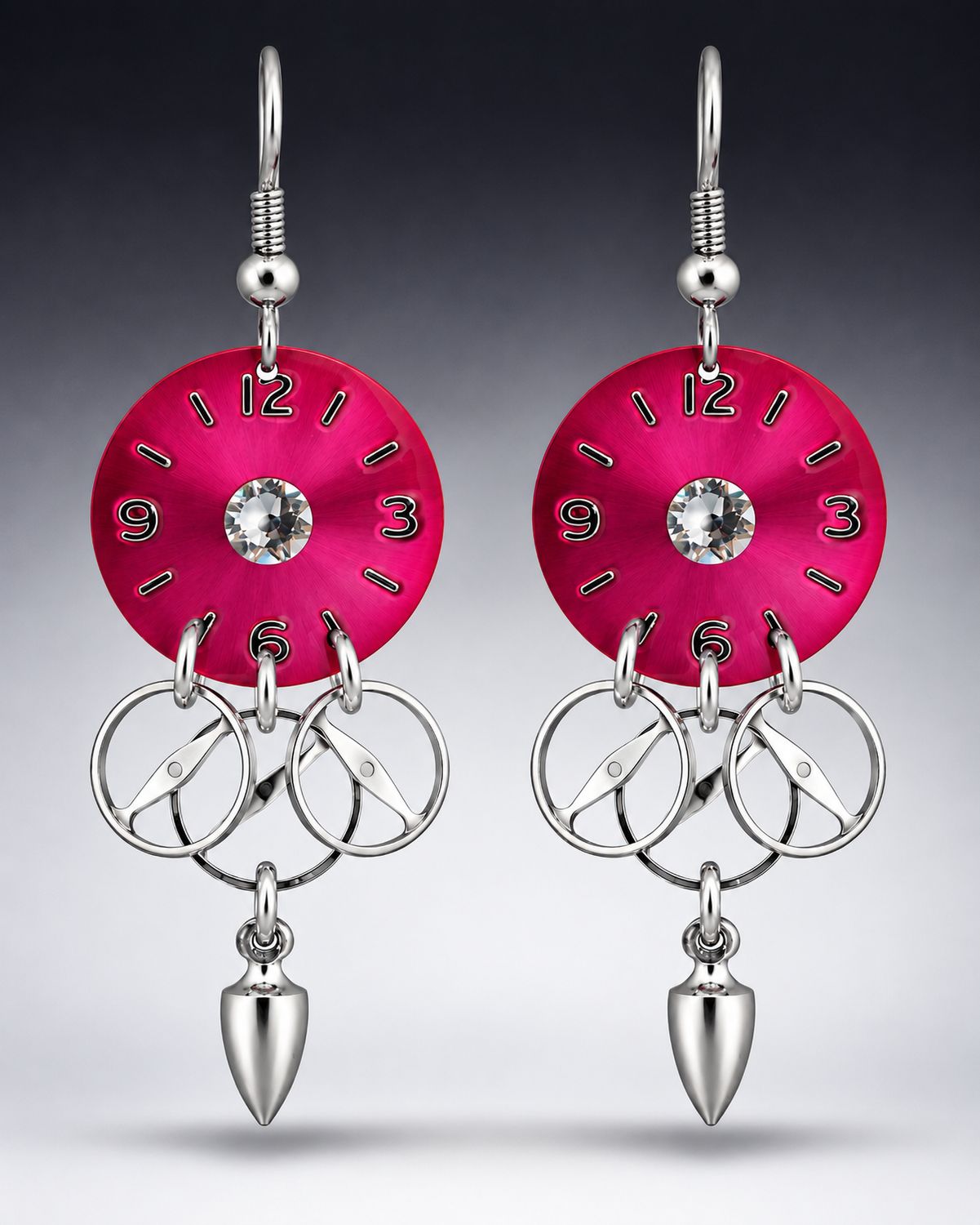 Fuchsia and Silver Drop Earrings Fuchsia and Silver Drop Earrings