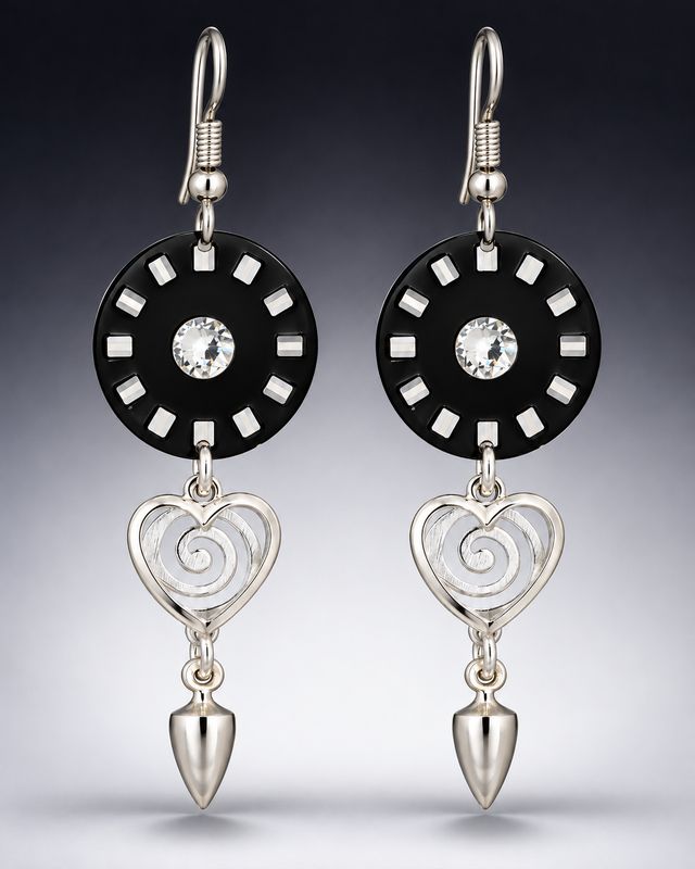 Black and Silver Drop Earrings Black and Silver Drop Earrings
