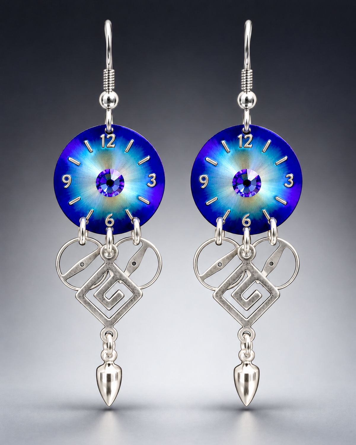 Blue and Silver Drop Earrings