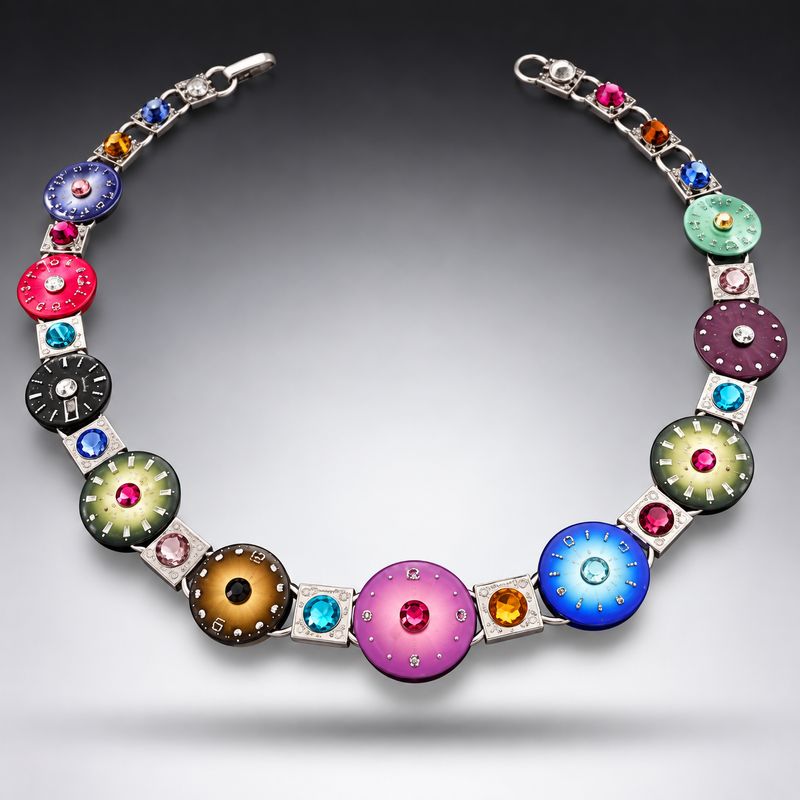 Multi-Colored Watch Dial Necklace Multi-Colored Watch Dial Necklace