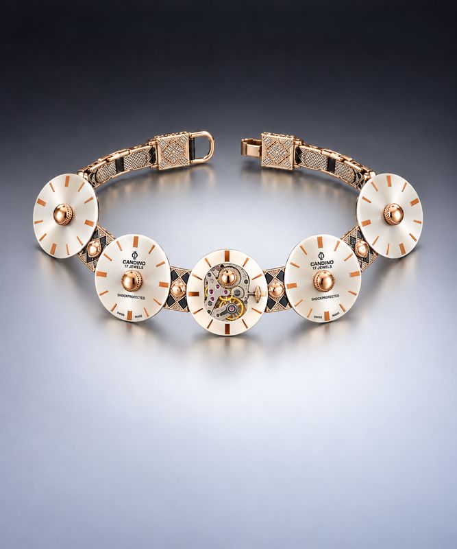 Silver and Rose Gold with Watch Movement Bracelet Silver and Rose Gold with Watch Movement Bracelet