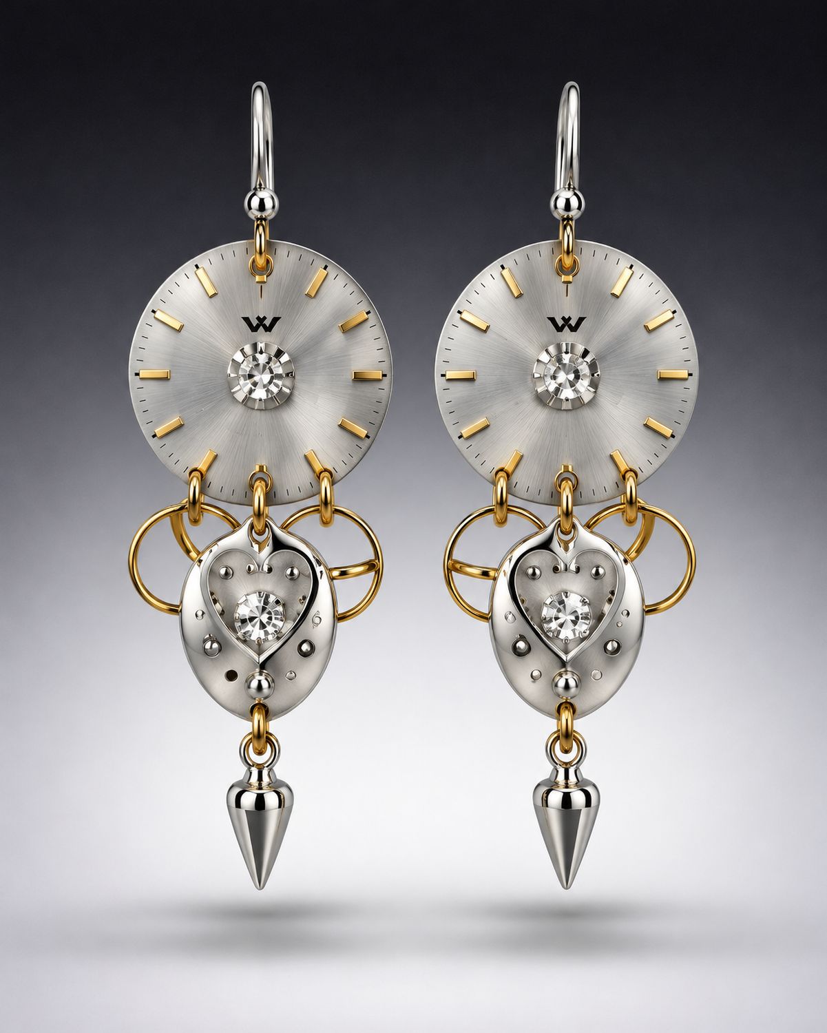 Silver and Gold Double Drop Earrings Silver and Gold Double Drop Earrings