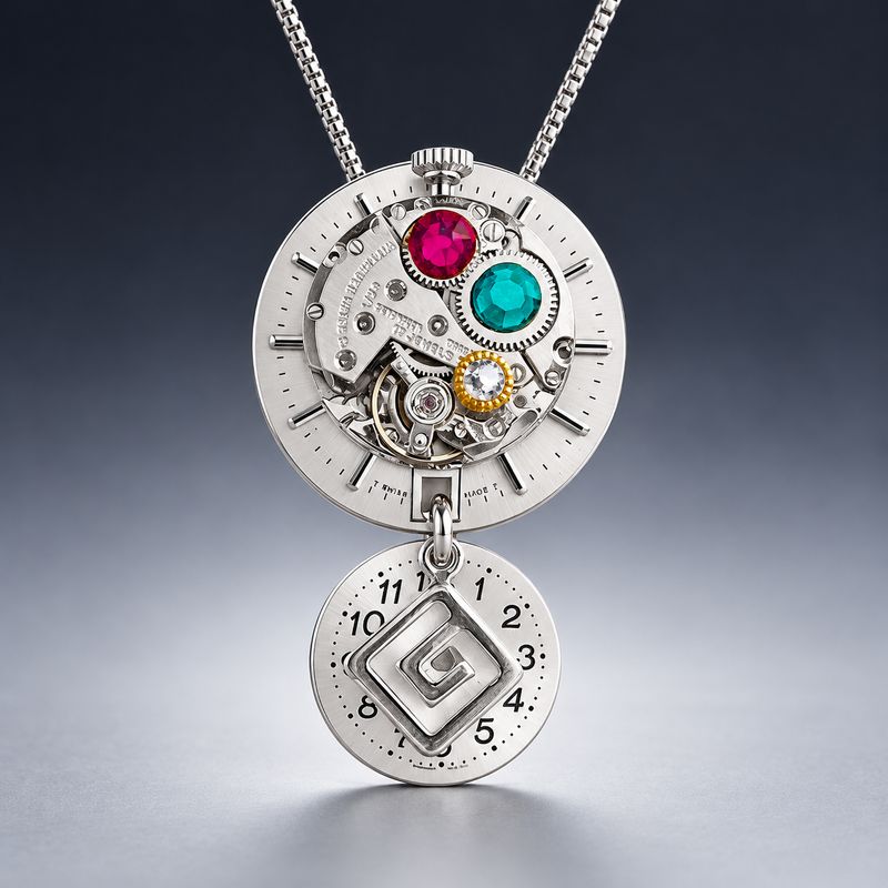 Multicolored Pendant with Watch Movement Multicolored Pendant with Watch Movement