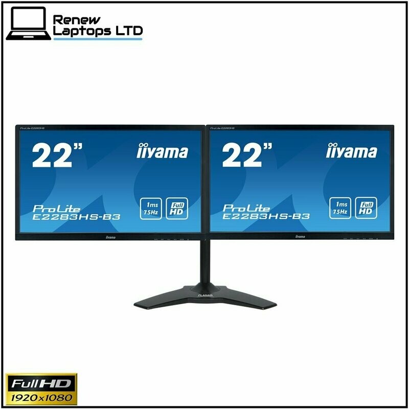 DUAL IIYAMA E2283HD 22" Widescreen 1080p Full HD 1ms Gaming/Office Monitors