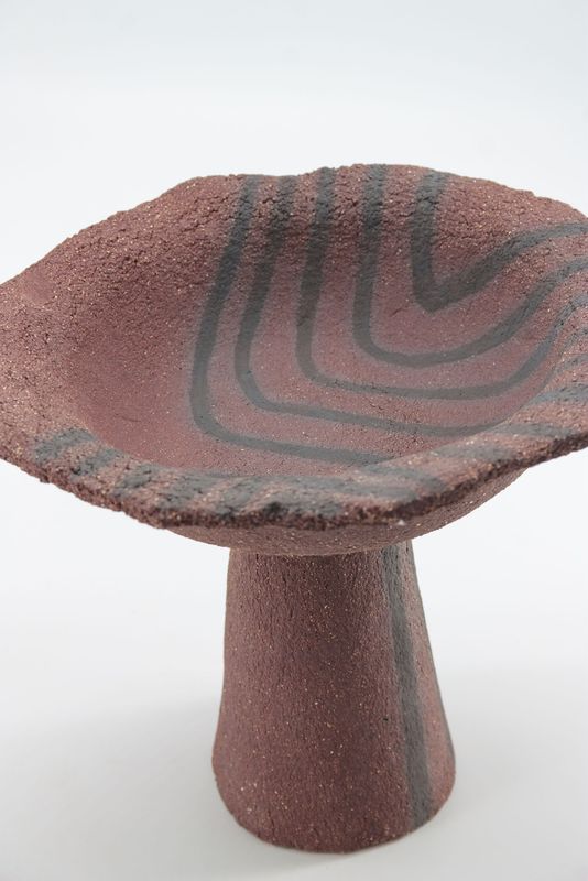 SCULPTURAL STONEWARE FOOTED BOWL BY ASTERISQUE