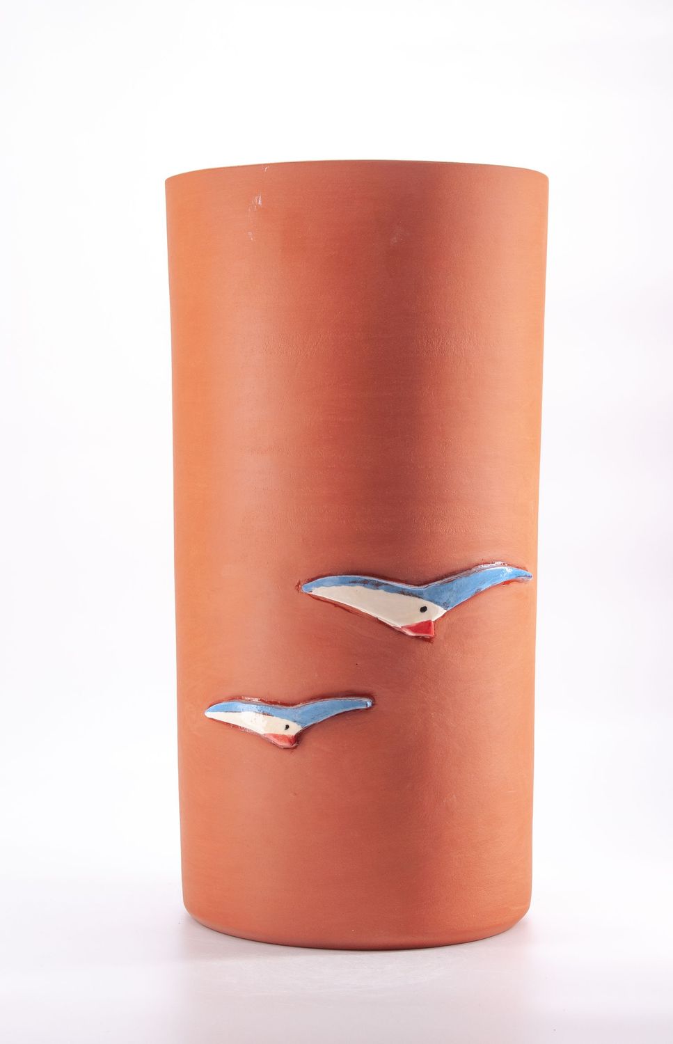 TERRACOTA UMBRELLA STAND WITH SWALLOWS