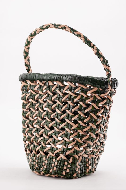 Leather Crossbody Chesca Green/Beige