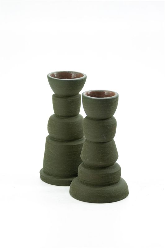 PAIR OF CERAMIC CANDLEHOLDER