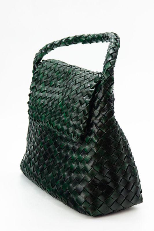 LEATHER INTRECCIATO DOUBLE HANDLE — MOSS