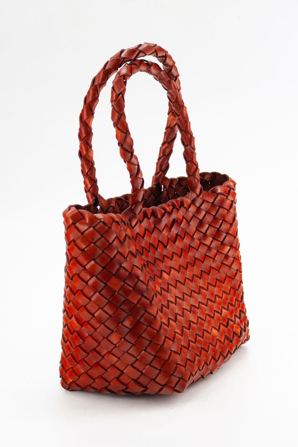 LEATHER MINI INTRECCIATO — COGNAC
