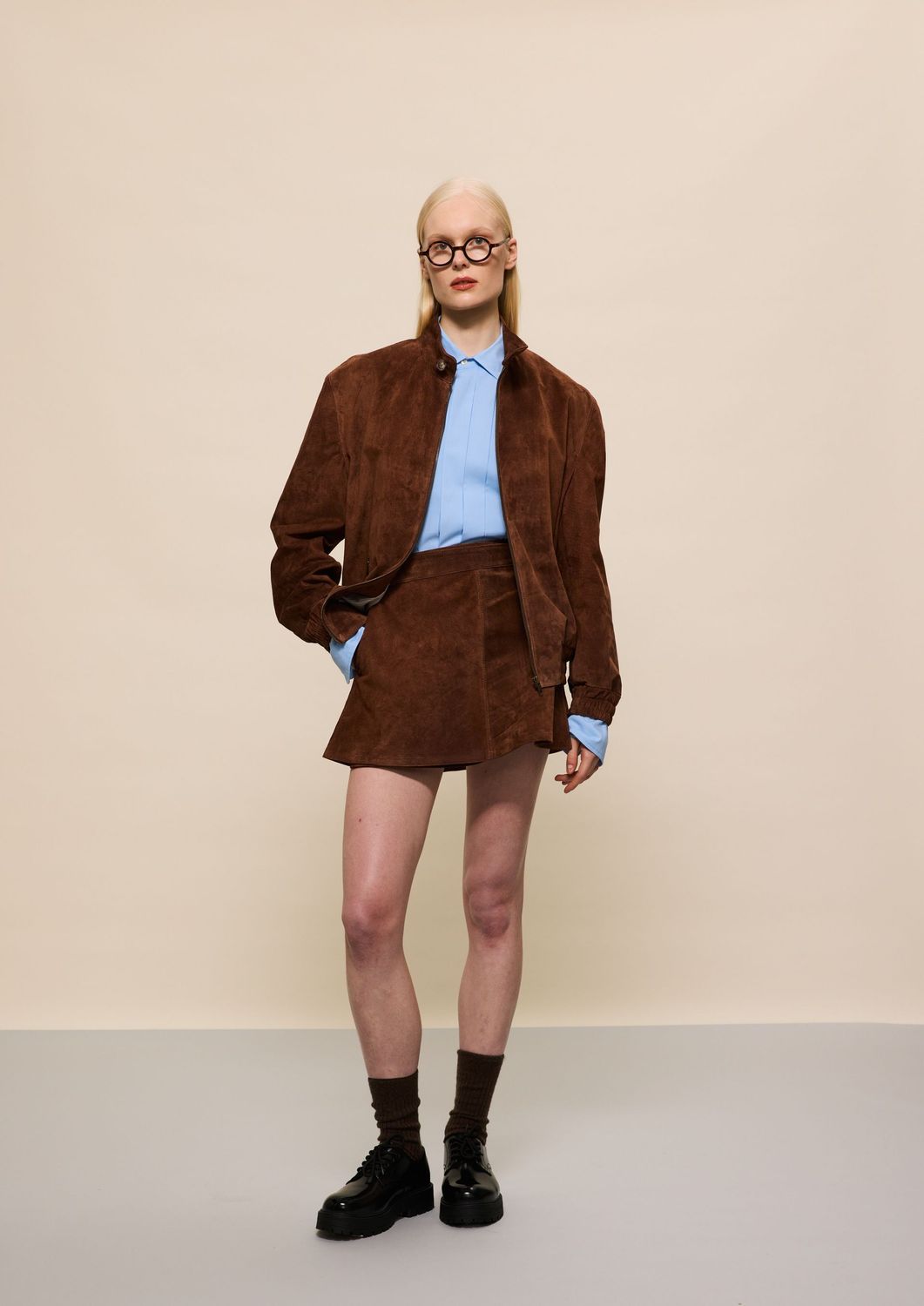 BROWN SUEDE MINI SKIRT