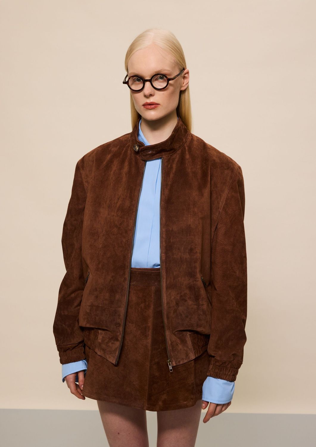 BROWN SUEDE BOMBER JACKET