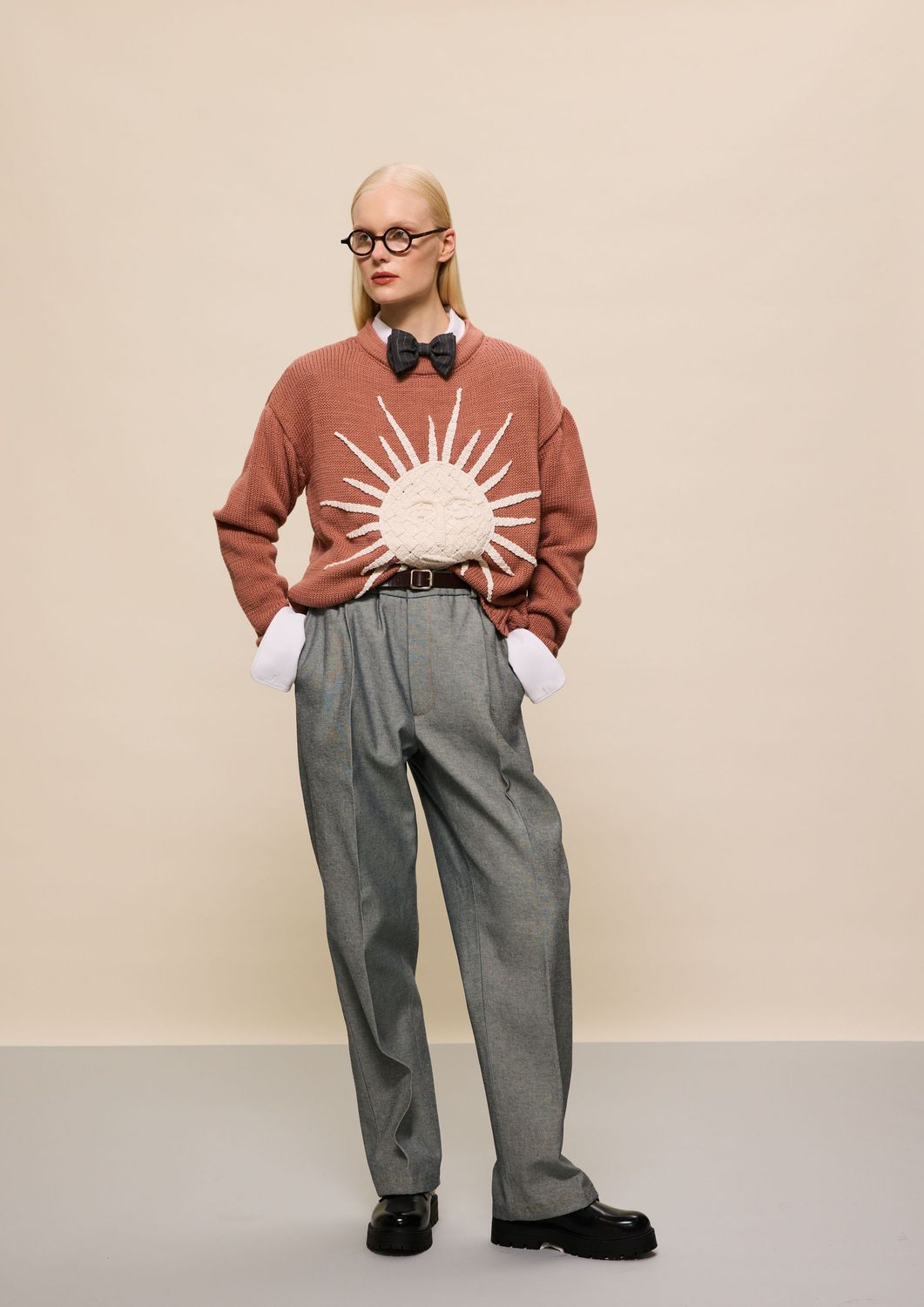 DUSTY ROSE SUN KNIT SWEATER