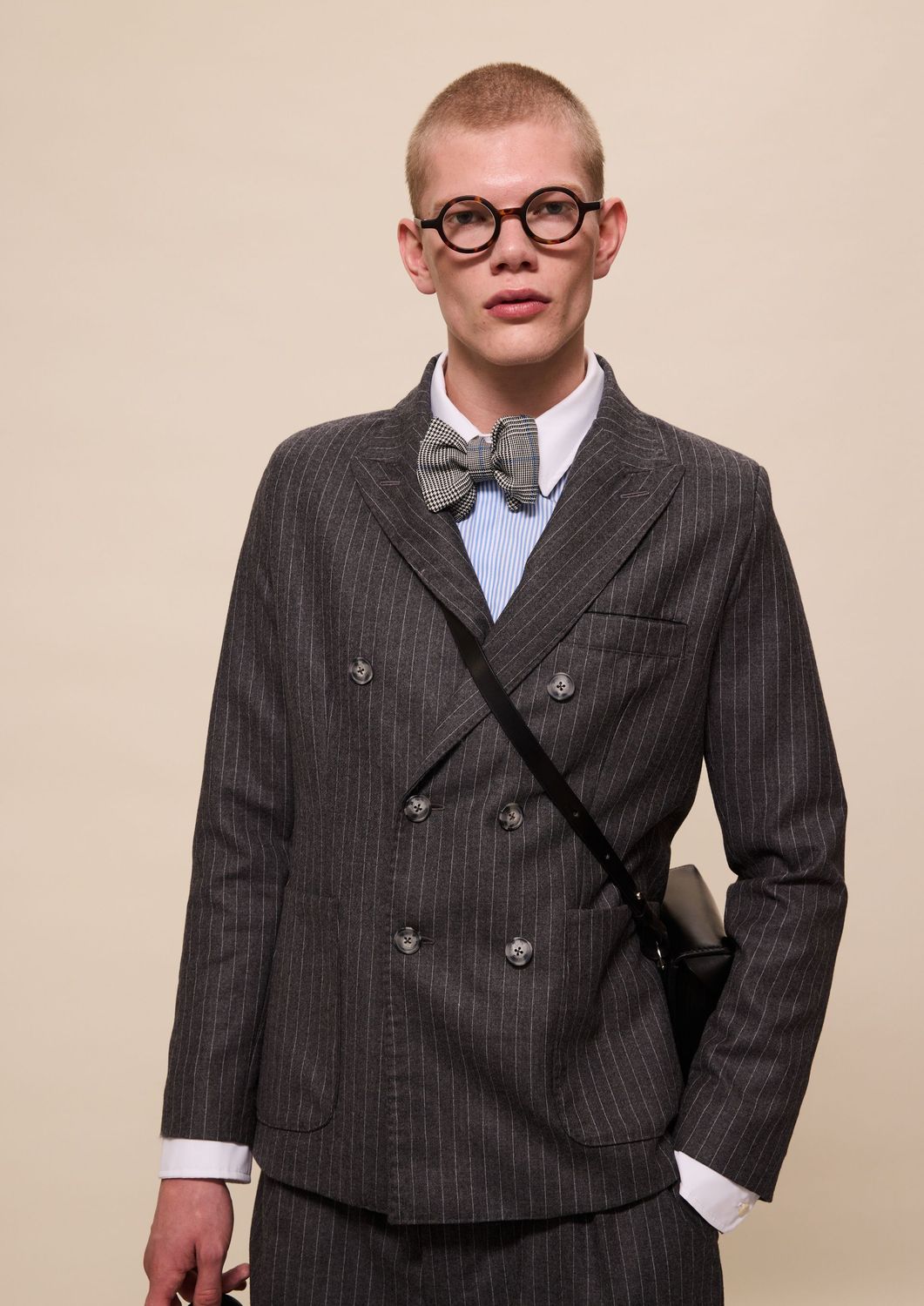 DOUBLE-BREASTED PINSTRIPE BLAZER