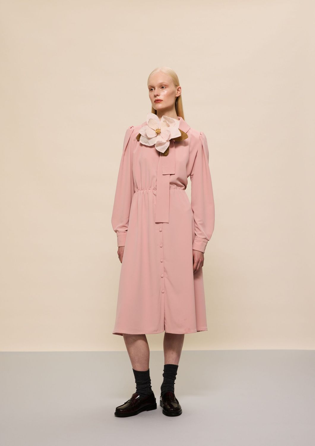 PINK MIDI SHIRT DRESS