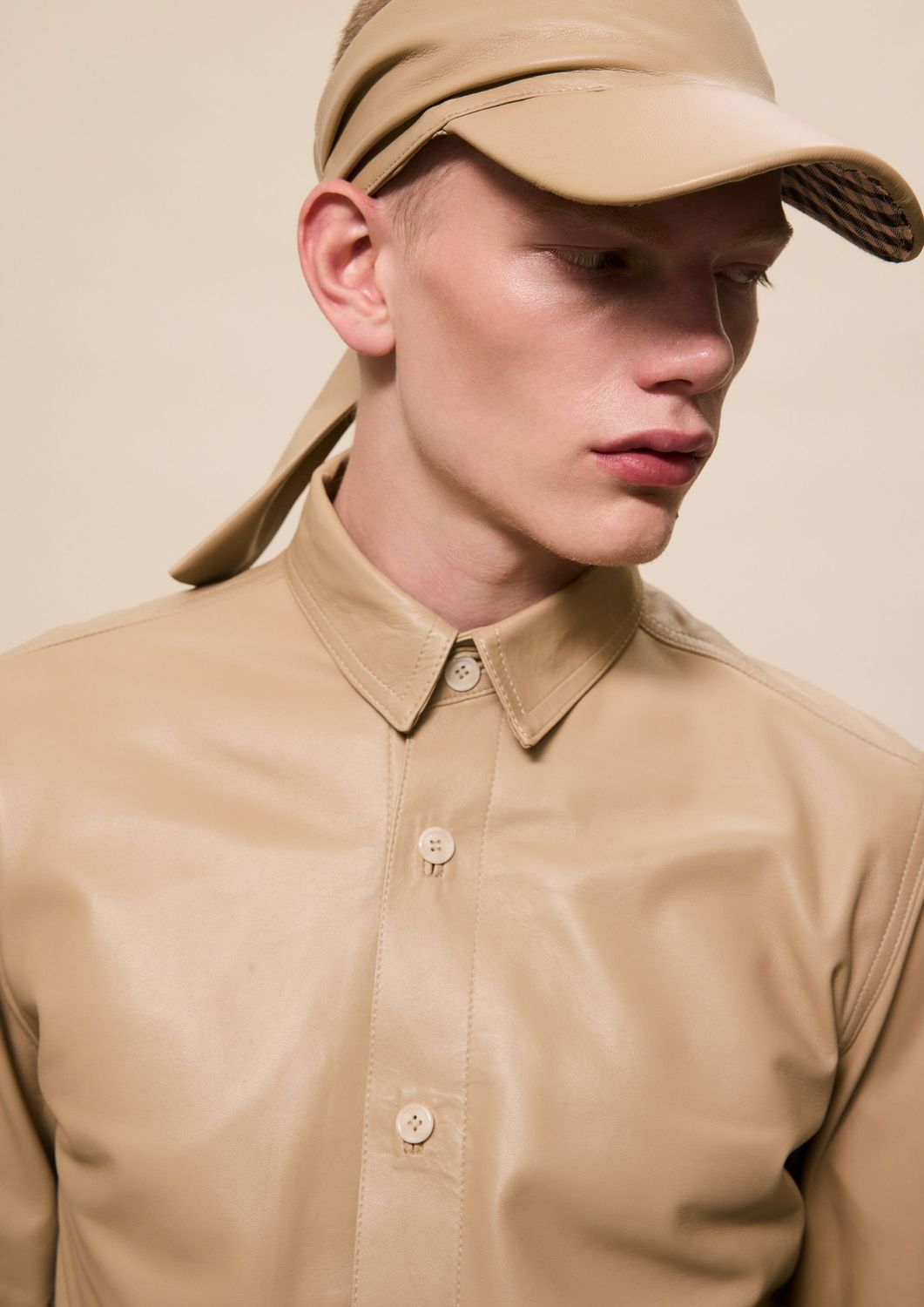 BEIGE LEATHER SHIRT