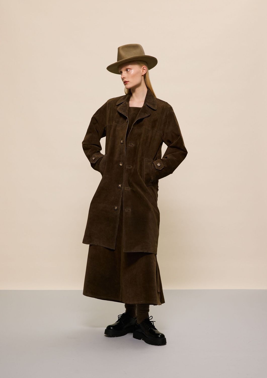 DARK GREEN SUEDE COAT