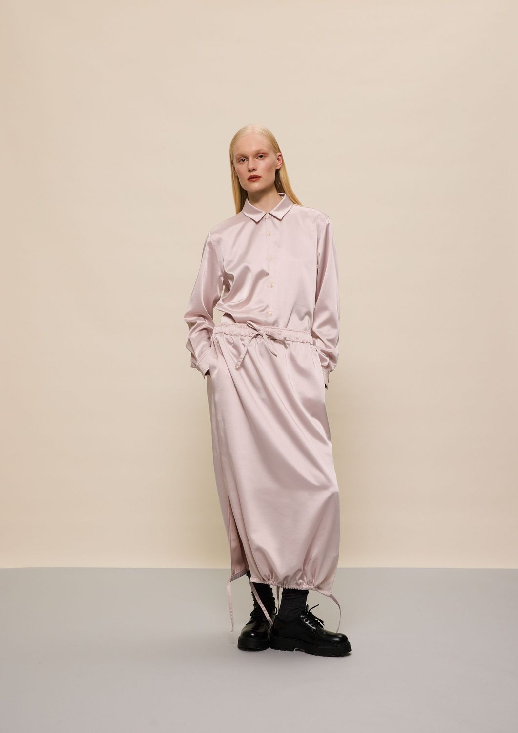 LIGHT PINK SATIN BLOUSE