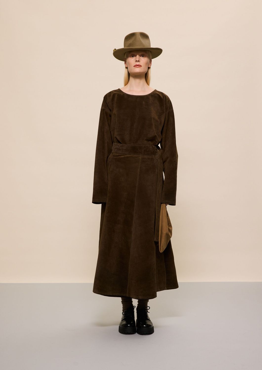 DARK BROWN SUEDE BLOUSE