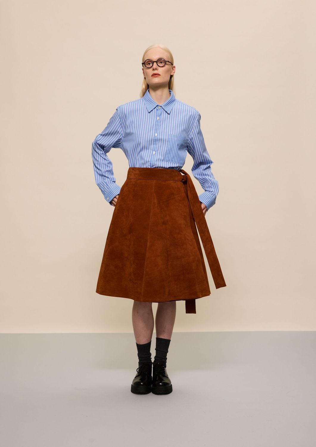 RUST SUEDE WRAP SKIRT