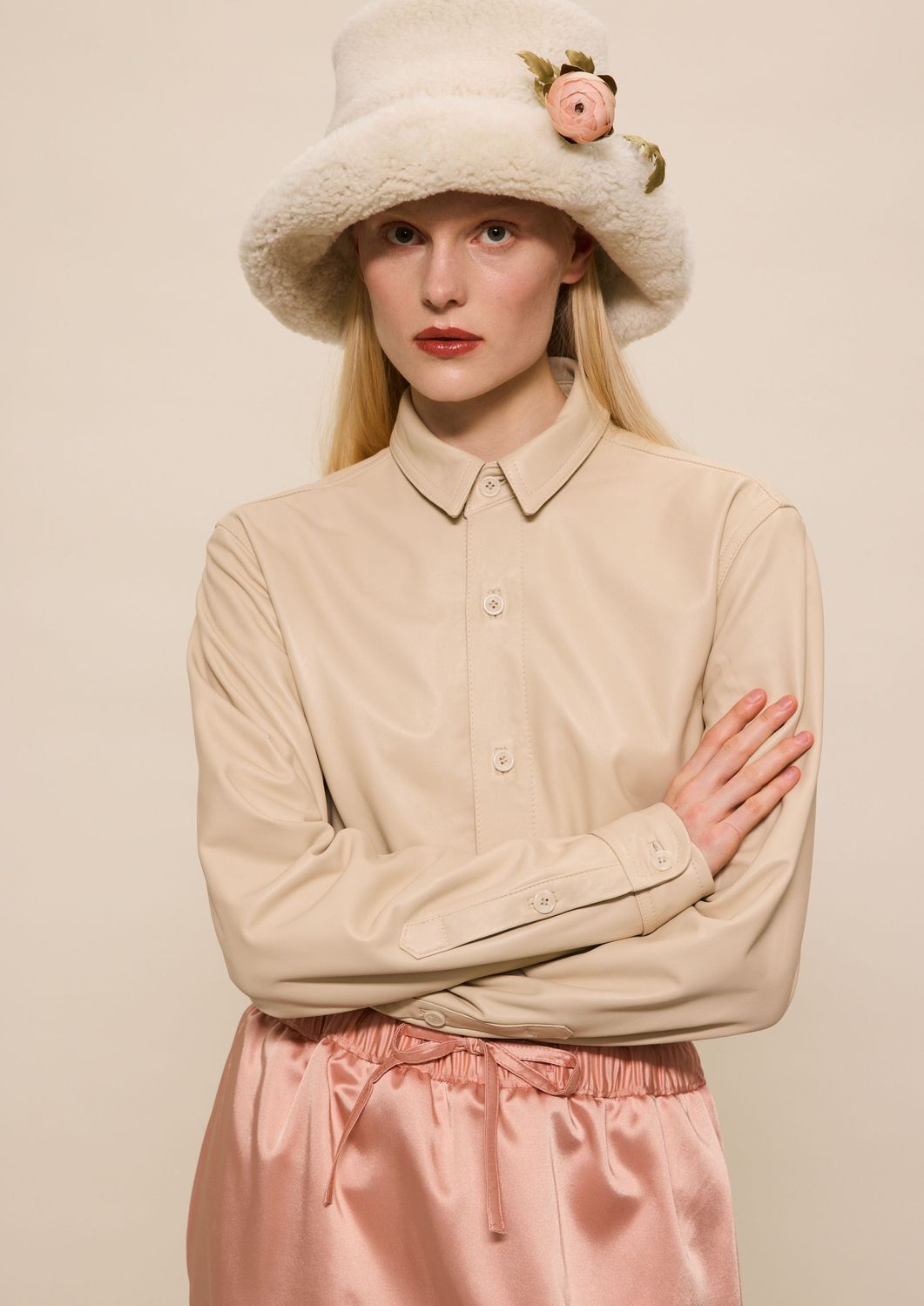 CREAM LEATHER SHIRT CREAM LEATHER SHIRT