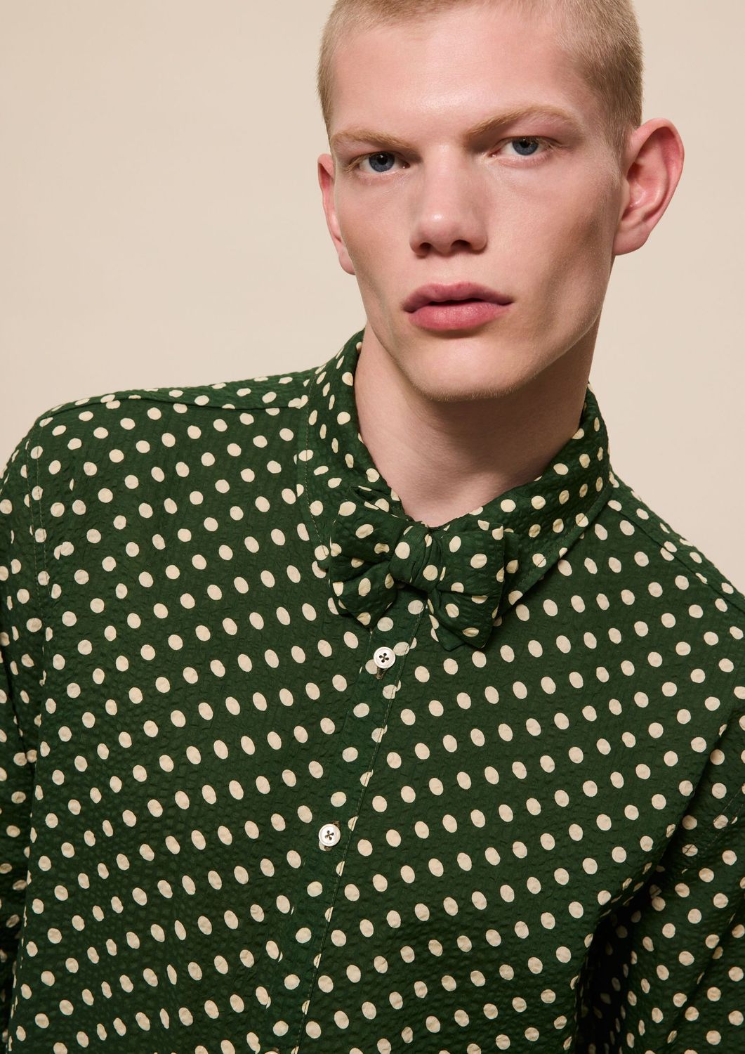 DARK GREEN POLKA DOT SHIRT