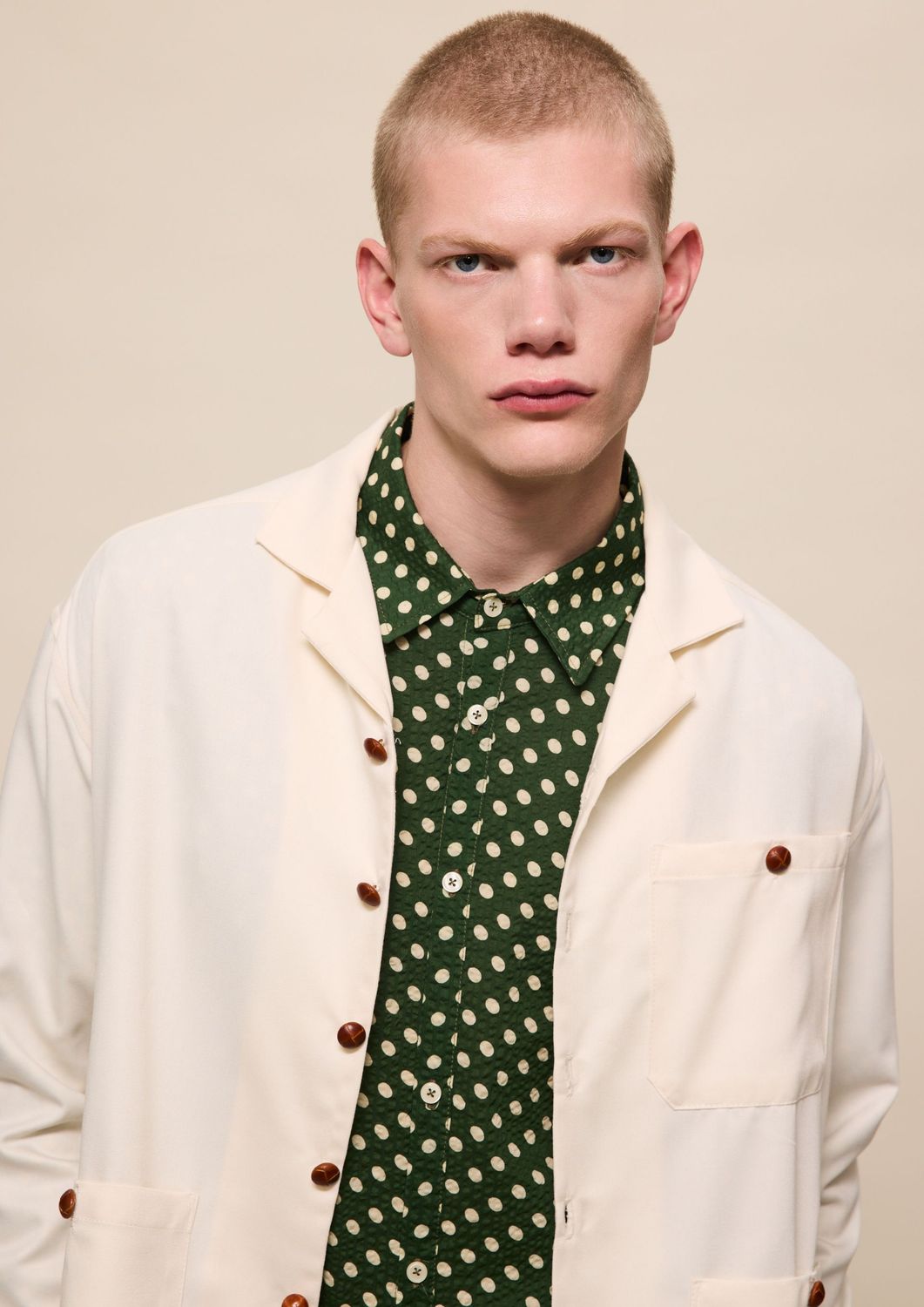 CREAM BUTTONED JACKET CREAM BUTTONED JACKET