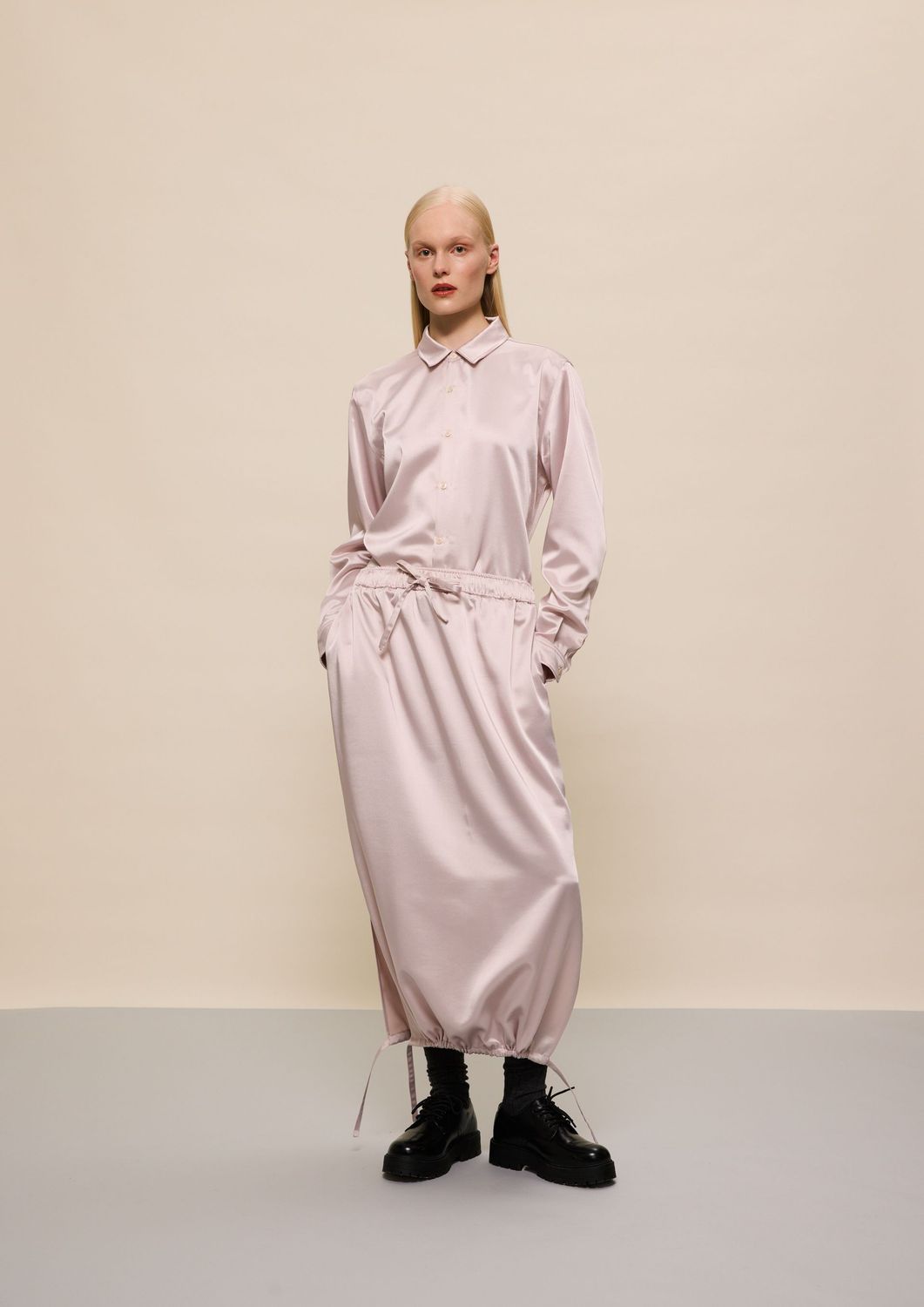 LIGHT PINK SATIN SKIRT