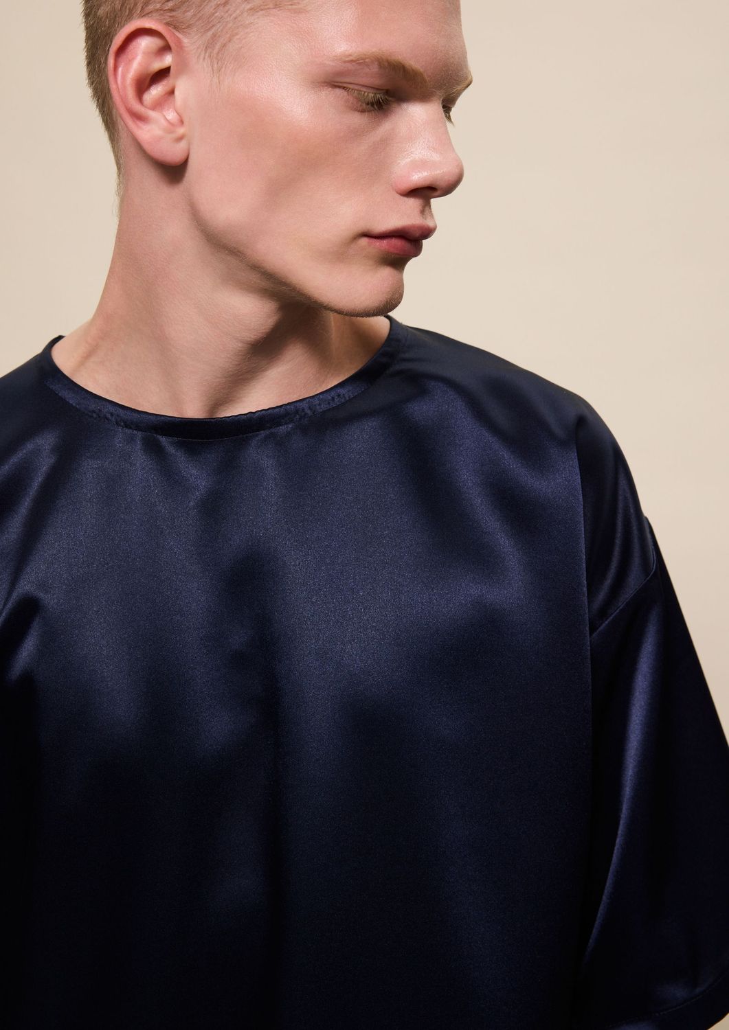 NAVY BLUE SATIN SHIRT