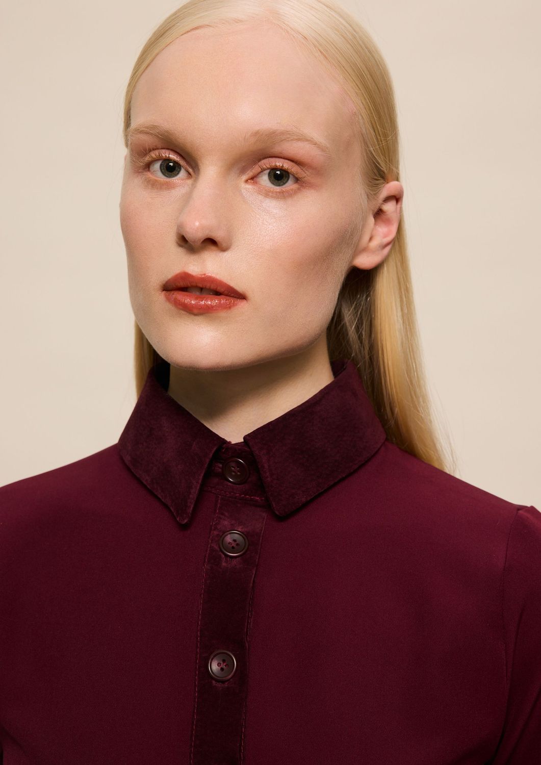 BURGUNDY MAXI SHIRT DRESS