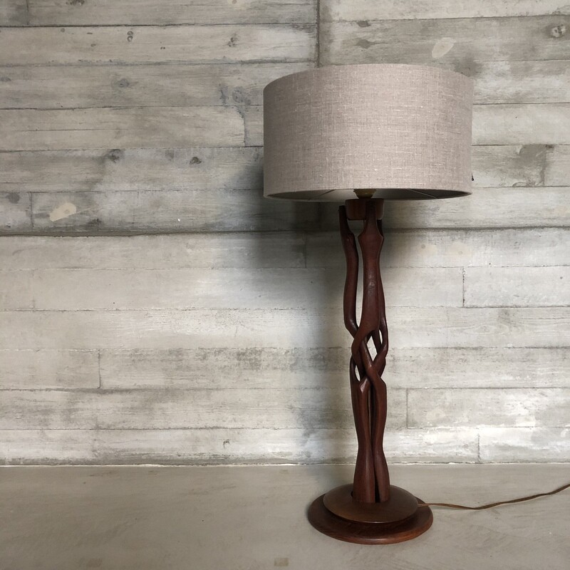 Danish organic teak table lamp 1960s Danish organic teak table lamp 1960s