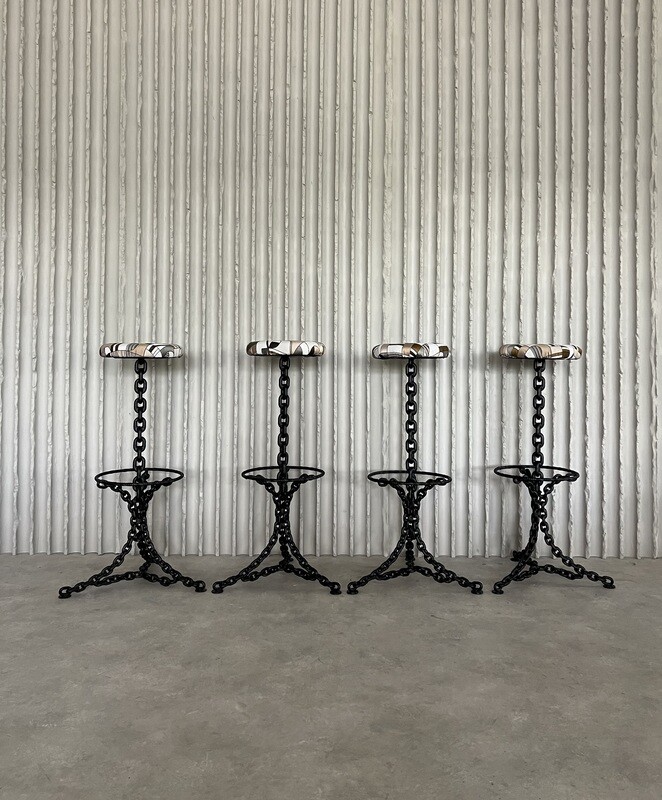 4 newly upholstered chain barstools