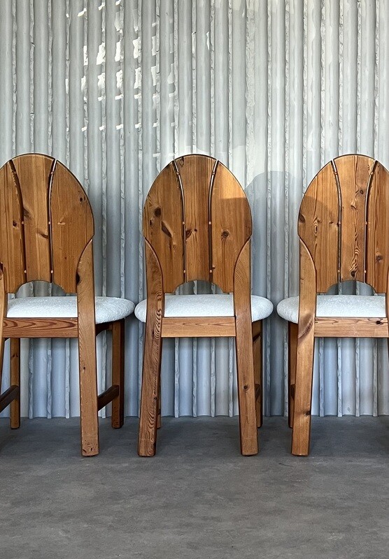 Set of 6 Pine chairs (newly upholstered)