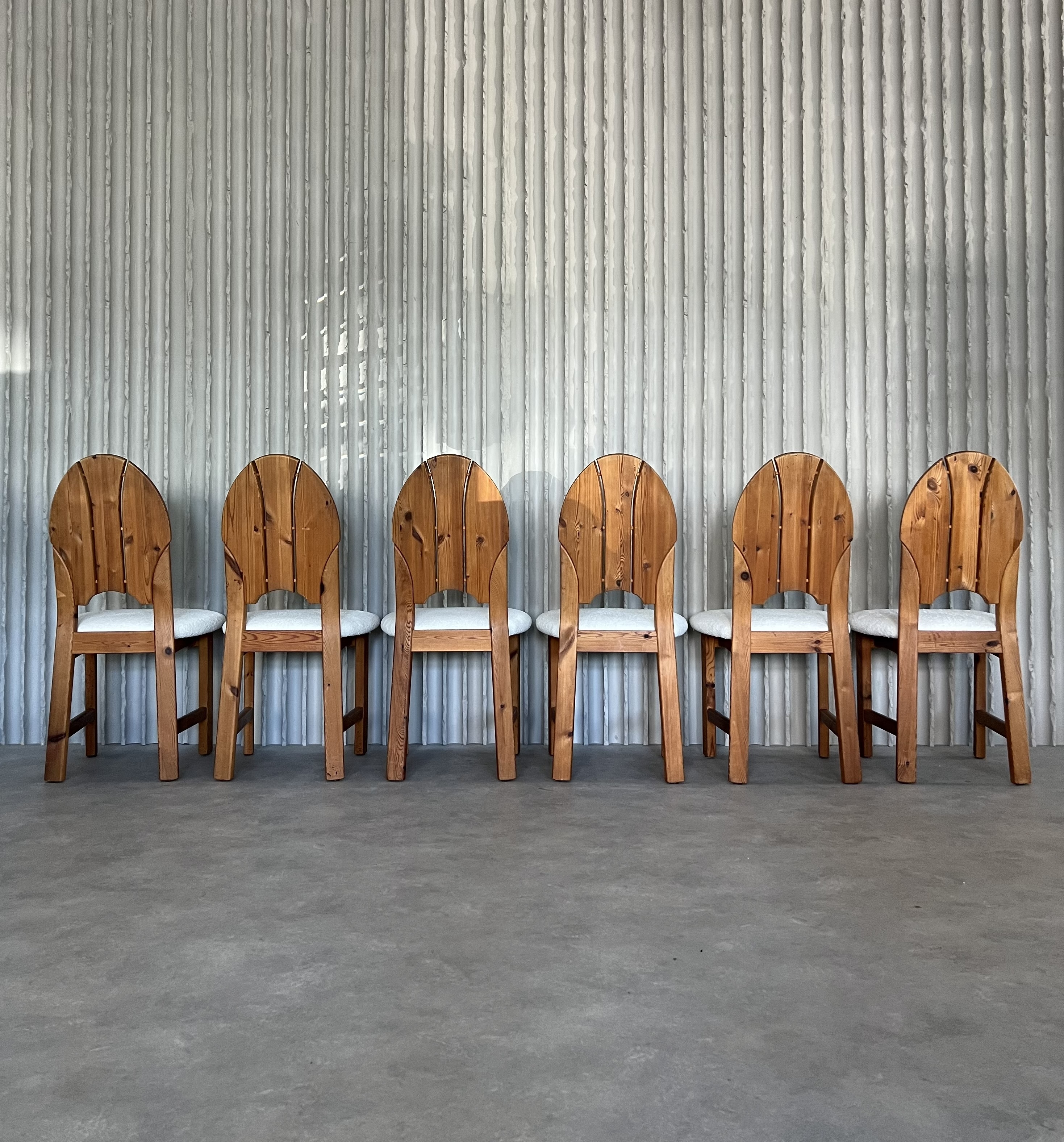 Set of 6 Pine chairs (newly upholstered)