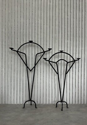 Set of 2 brutalist floor candle holders