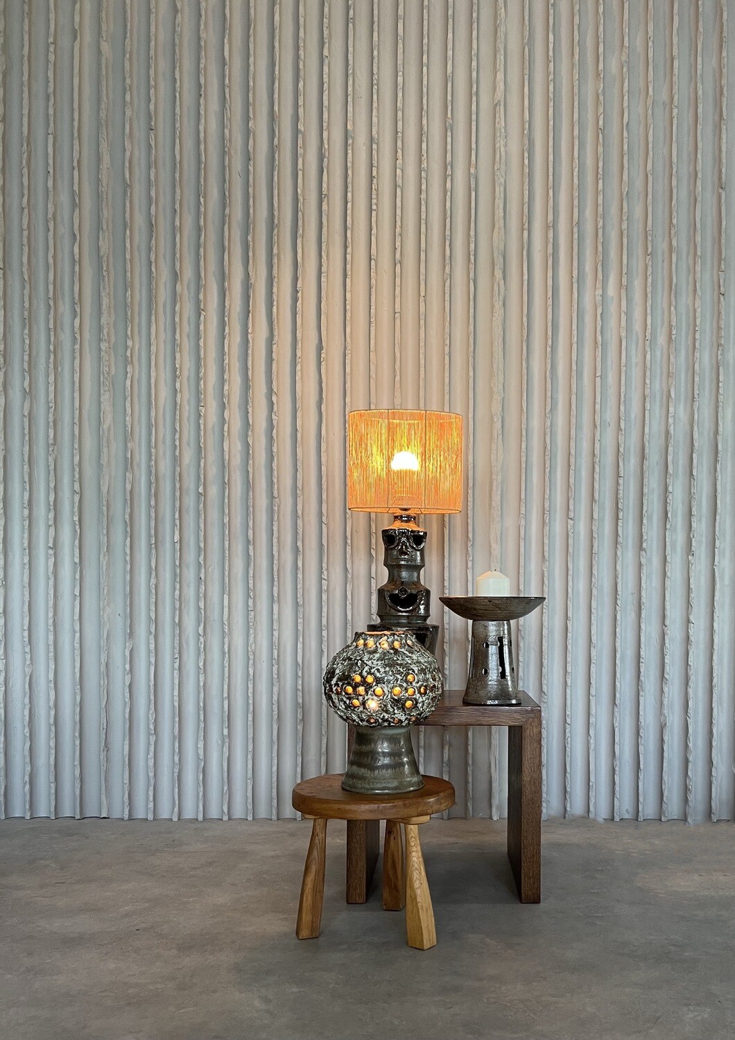 Ceramic Tiki lamp with new shade