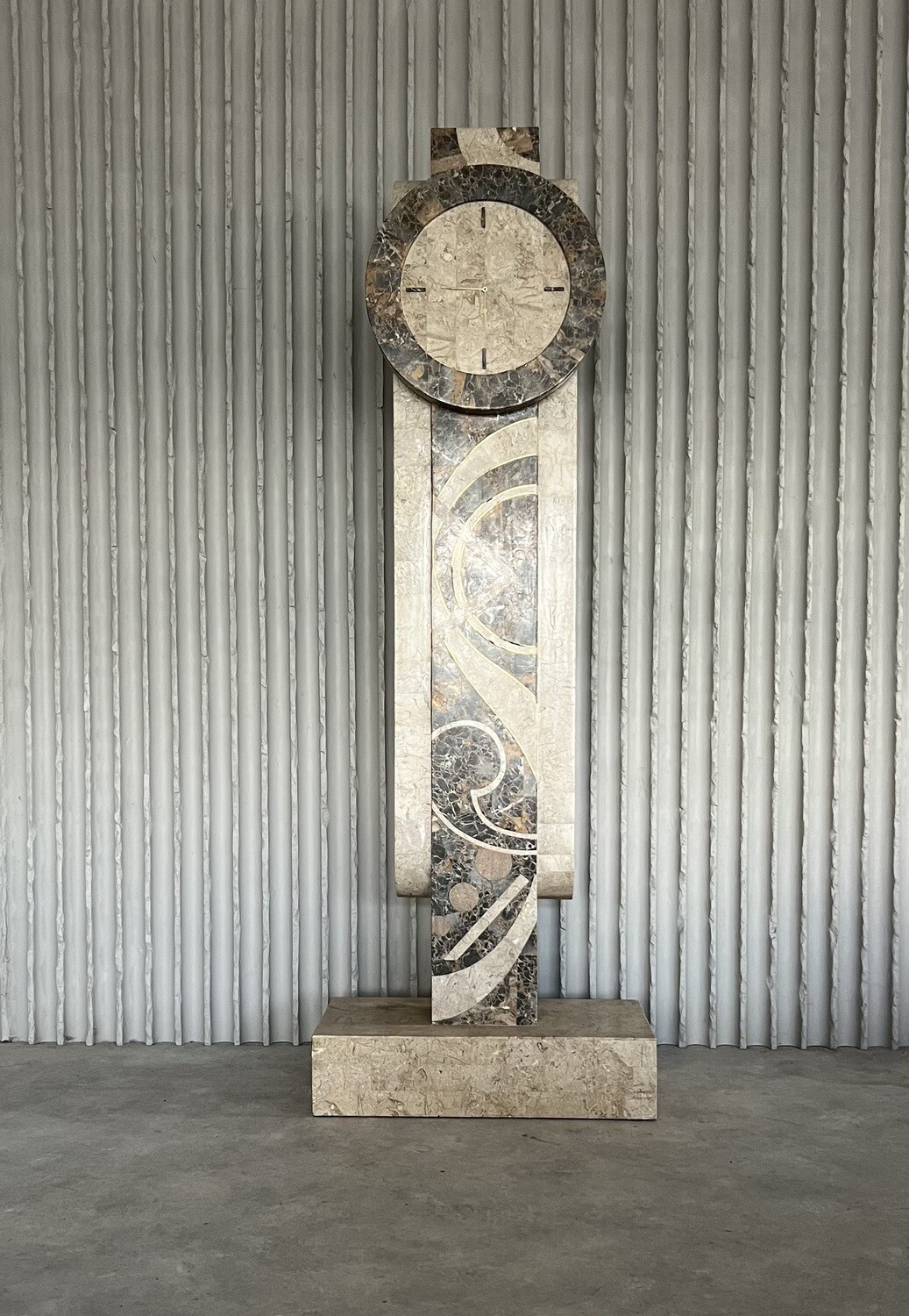 Big Maitland Smith tessellated marble clock