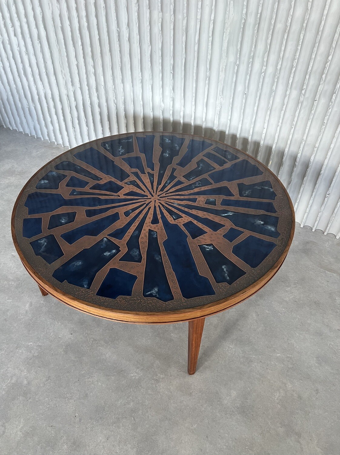 Rare enemal & copper coffee table