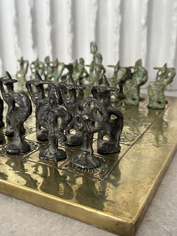 Bronze & brass chess set