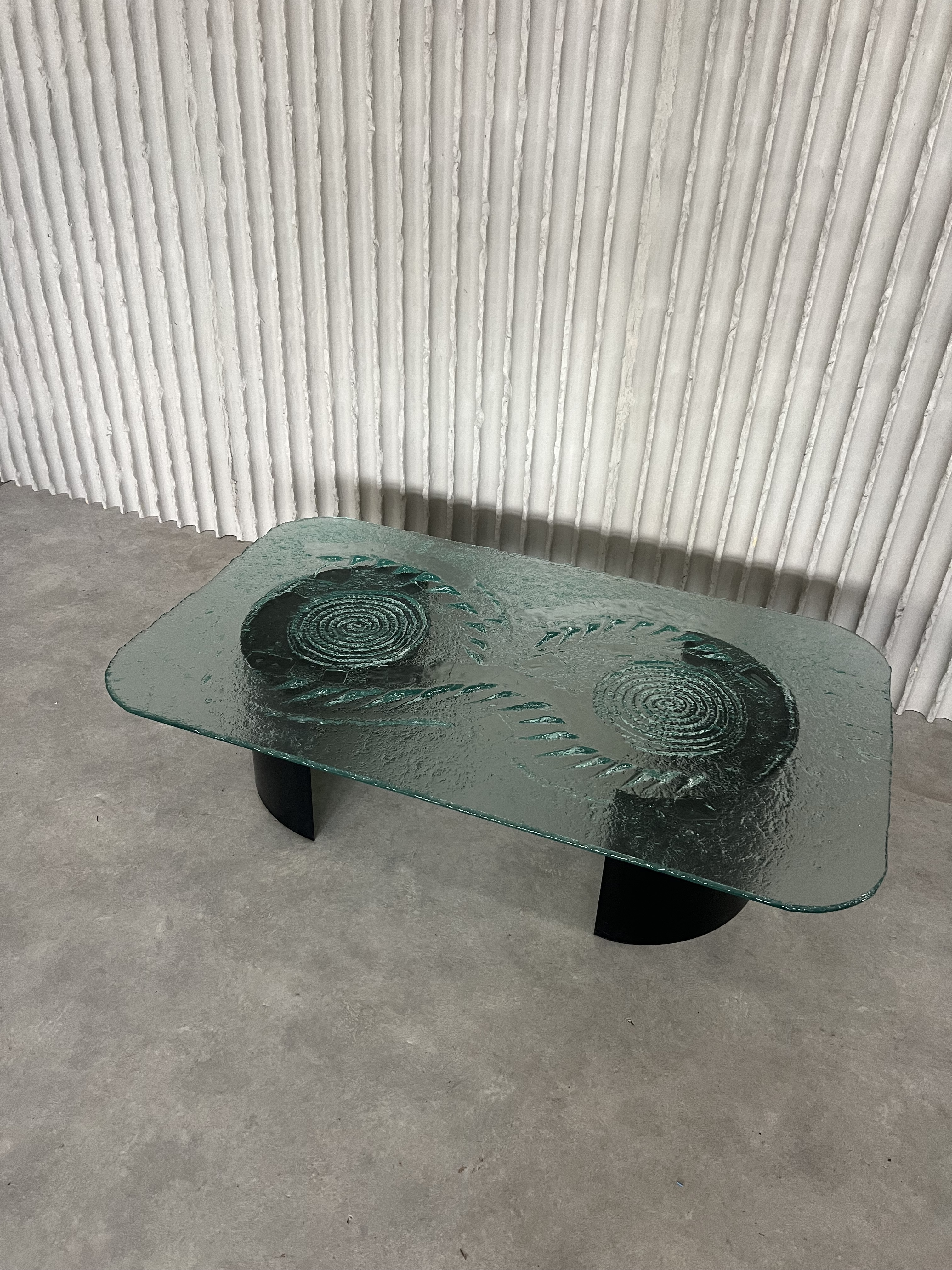 Glass & steel coffee table by Heinz Lilienthal