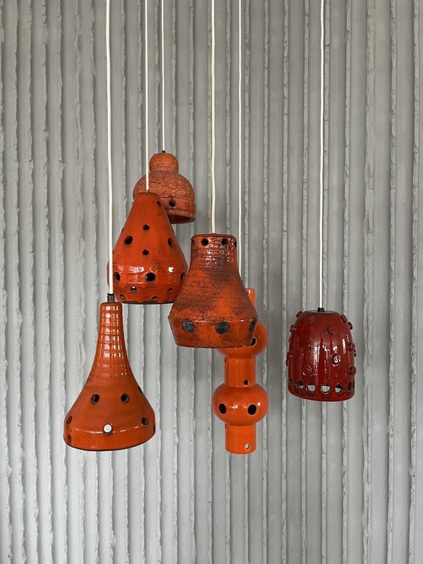 Set of 6 ceramic pendants